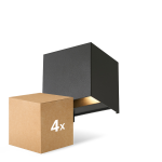 Lot 4x D'Lite LED Applique Murale Elingen Aluminium Noir 4.9W 480lm - 830 Blanc Chaud | IP65