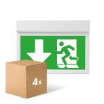 Lot 4x Noxion LED Lumière De Sortie De Secours | Montage Mural/Plafond | 3.5W | 3H incl. 4 directions of PVC