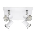 Eglo Plafonnier Tamara 1 Acier Blanc Chrome 4x2.8W 4x250lm - 830 Blanc Chaud | IP44 - Incl. 4x GU10
