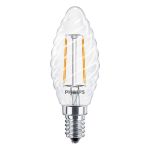 Philips Corepro LED Bougie E14 Torsadée Bougie Filament Claire 2W 250lm - 827 Blanc Très Chaud | Équivalent 25W