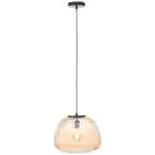 Brilliant Kaizen Suspension Luminaire Verre Suspension Luminaire Métal Noir Beige | 350mm - Convient pour 1x E27