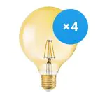 Lot 4x Ledvance Vintage 1906 LED E27 Boule Dorée 4W 410lm - 824 Blanc Très Chaud | Équivalent 40W