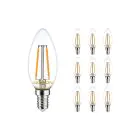 Lot 10x Noxion Lucent LED E14 Bougie Filament Claire 2.5W 250lm - 827 Blanc Très Chaud | Équivalent 25W