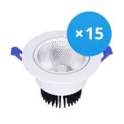 Lot 15x Downlight LED Rond Inclinable 12W 960lm 60D - 930 Blanc Chaud | 110mm - Diamètre 90mm - UGR 
