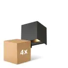 Lot 4x D'Lite LED Applique Murale Elingen Aluminium Noir 4.9W 290lm - 830 Blanc Chaud | IP65 -  Détecteur De Lumière