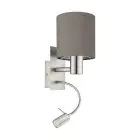Eglo Wandlamp Pasteri Staal Satijn Nikkel 40 | IP20 - Incl. Spot en Excl. 1x E27